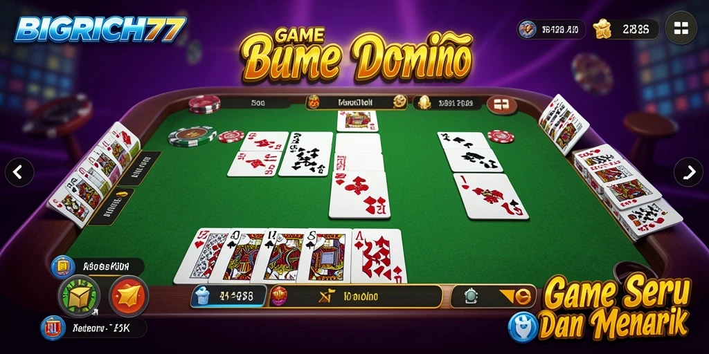Tampilan gameplay menarik dari BIGRICH77 menunjukkan keseruan bermain Domino.