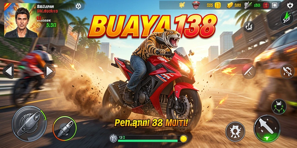 Tangkapan layar <strong>BUAYA138</strong> menampilkan gameplay balapan motor yang intens dan mengasyikkan.