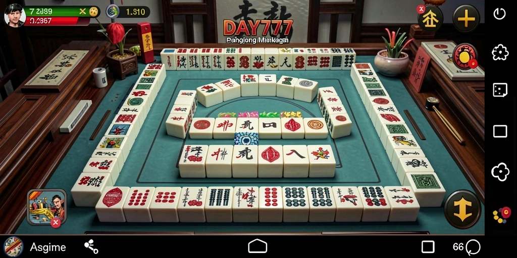 Screenshot utama DAY777 menampilkan gameplay Mahjong yang seru.