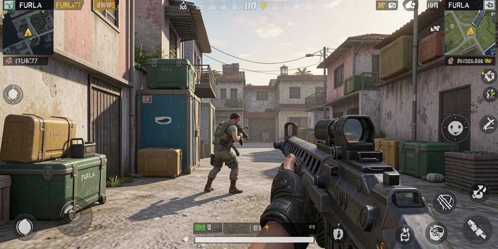 Gameplay seru FURLA77 dengan aksi tembak-menembak yang intens.
