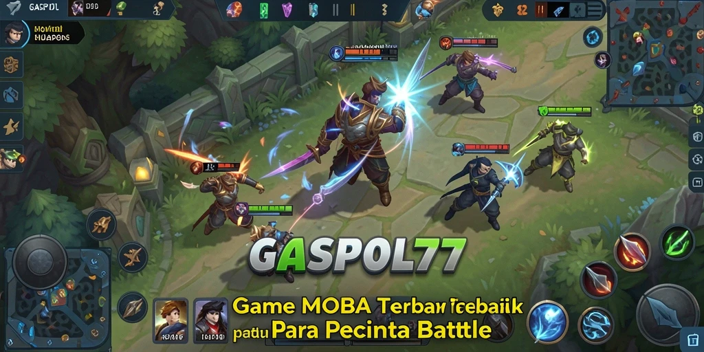 Tangkapan layar gameplay GASPOL77 yang penuh aksi MOBA.