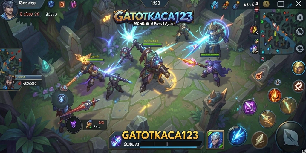 Tangkapan layar GATOTKACA123 menampilkan aksi pertempuran seru dalam permainan MOBA.