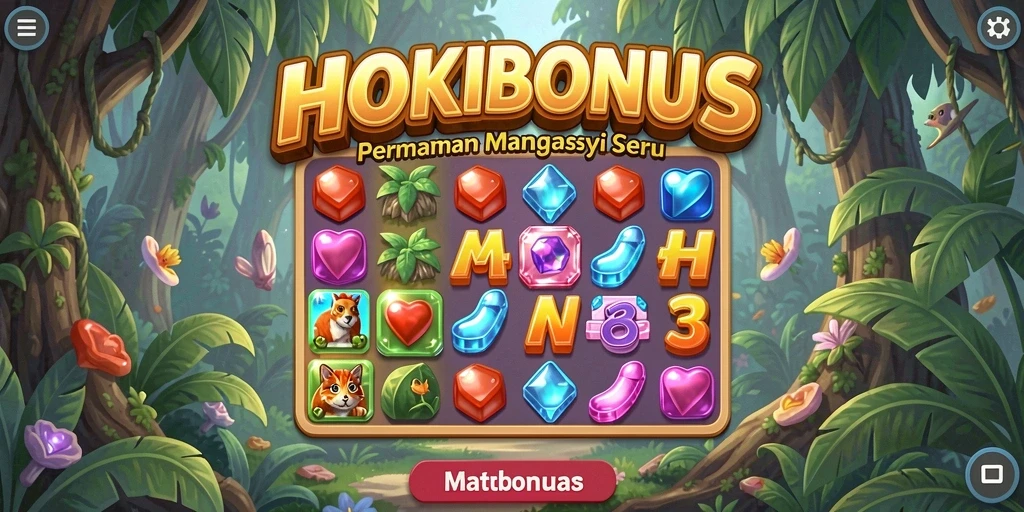 Tampilan gameplay HOKIBONUS yang seru dalam sesi pencocokan Match-3.