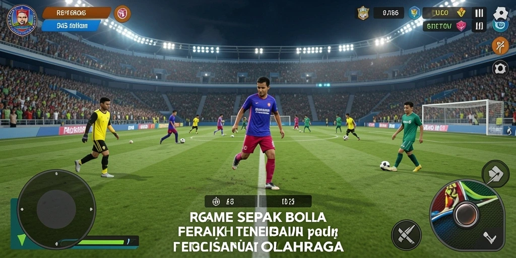 Screenshot menampilkan aksi seru di lapangan sepak bola.