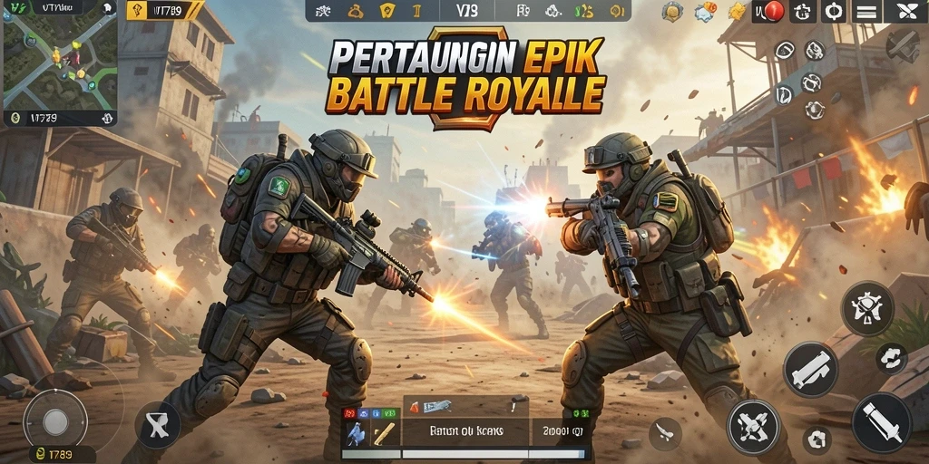 Screenshot gameplay VT789 yang menampilkan pertempuran seru dalam Battle Royale.